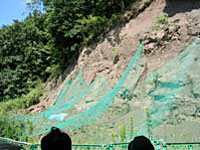 化石が出土した地層(ネットの中のシートの部分)